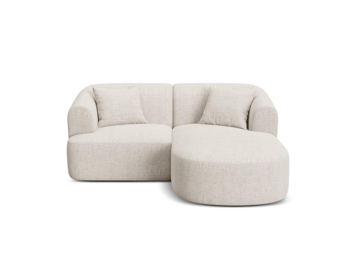 MODULARES-ECKSOFA rechts Campi aus strukturiertem Stoff leichtes beige 3 Sitzplätze - Creme, Textil (156/180cm) - Cosmopolitan Design