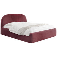 POLSTERBETT Puro mit Bettkasten, Bordeaux Samt 120 x 200 cm – mit Metall-Lattenrost - Bordeaux/Birkefarben, Kunststoff/Textil (120/200cm) - WFL GROUP