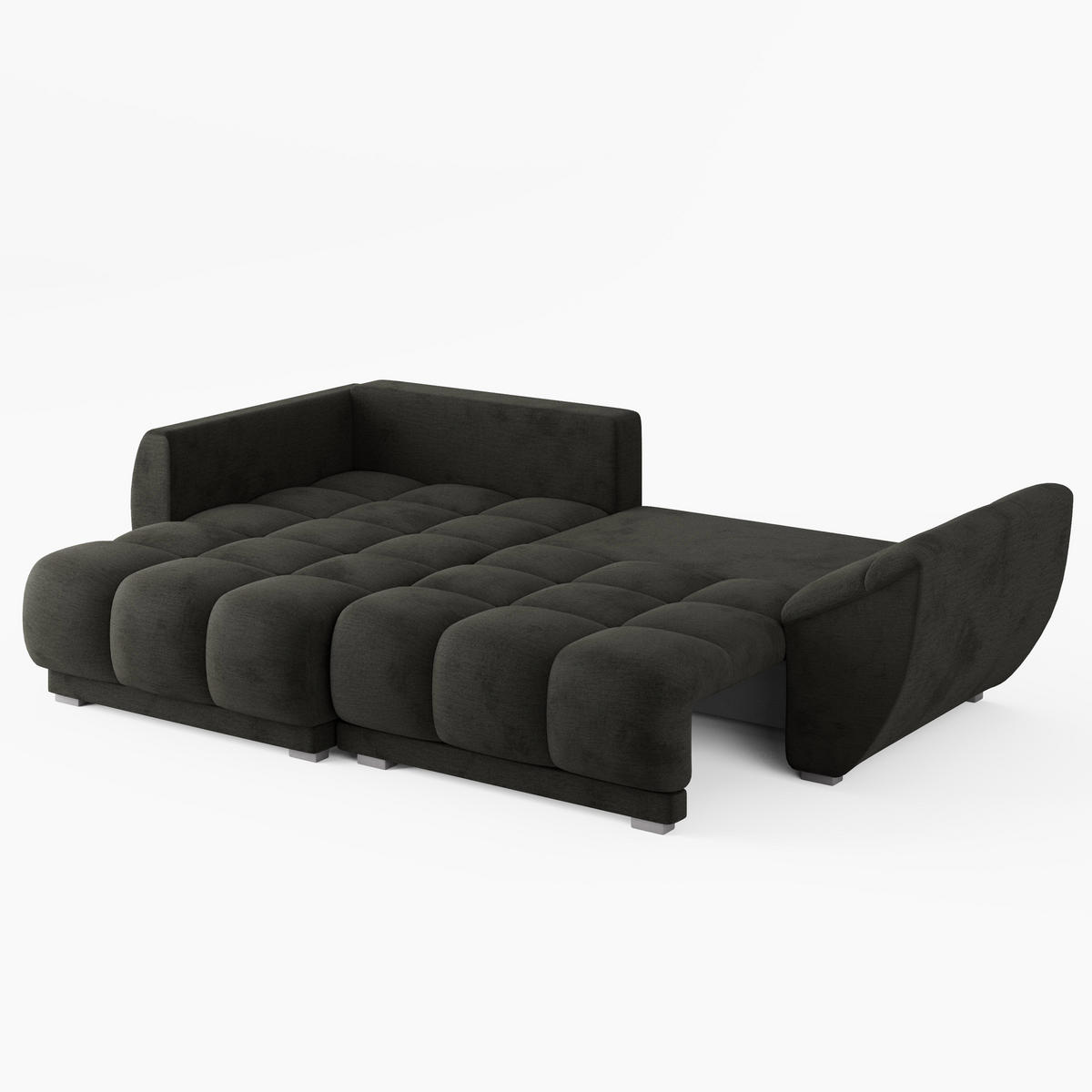 ECKSOFA LARGO Links Gelb Velours-Stoff L-Form Couch mit Schlaffunktion & Bettkasten - Gelb/Schwarz, Holz (180/285cm) - Barchello