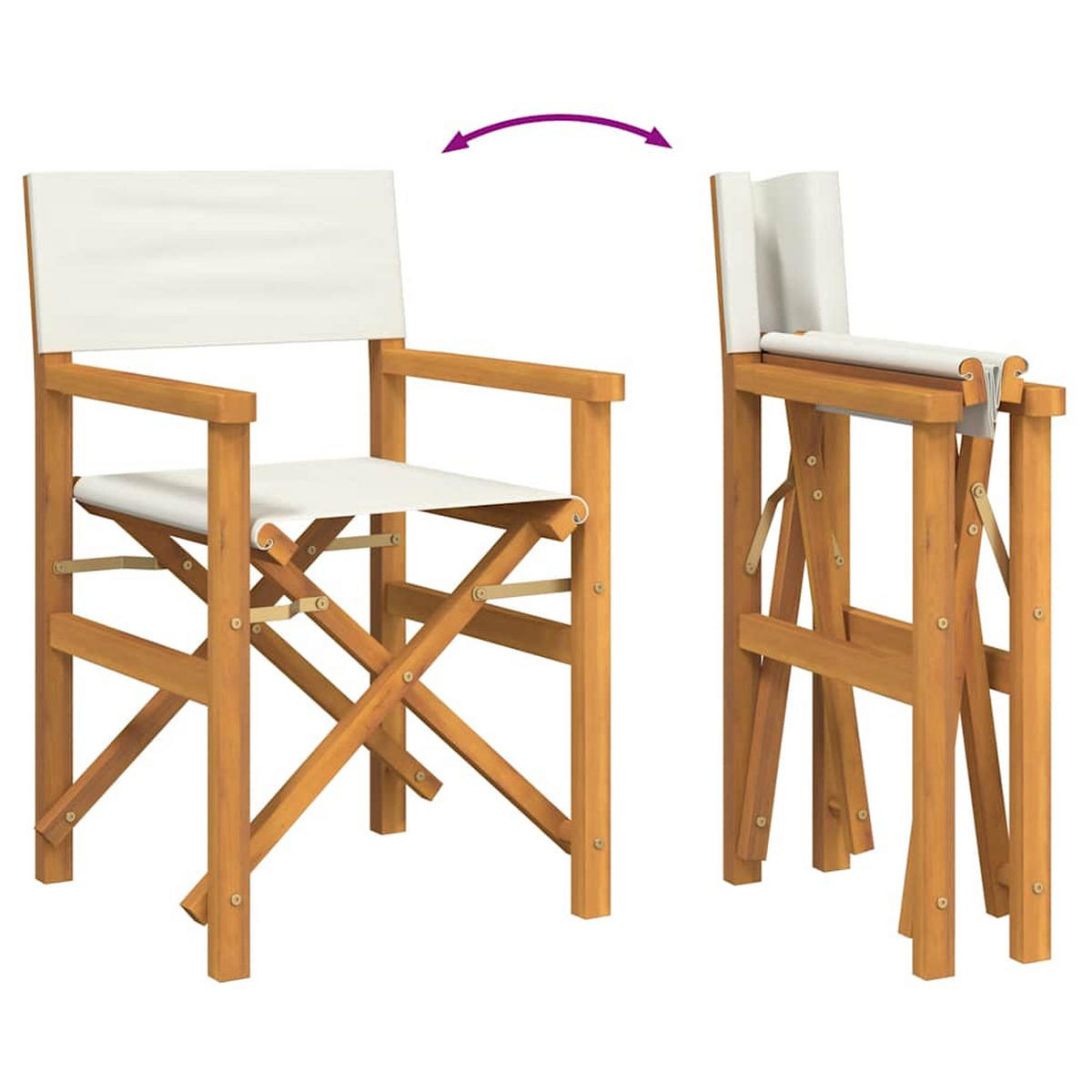 REGIESTUHL Klappbar Creme Massivholz Teak - Creme, Holz (55/85/54cm) - vidaXL