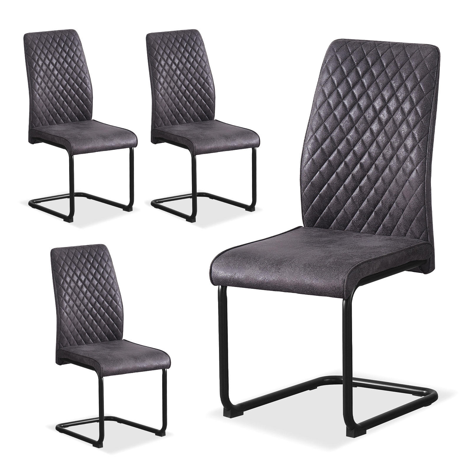 SCHWINGSTUHL THEO Anthrazit 4 Stück - Anthrazit, Textil/Metall (44/98/58cm) - B&D Home