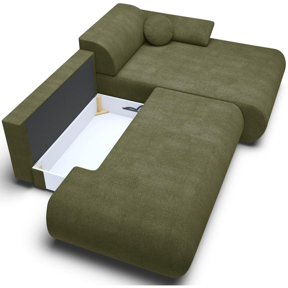 ECKSOFA Armone Olivgrün Chenille - Schwarz/Olivgrün, Kunststoff/Textil (173.5/286cm) - Selsey