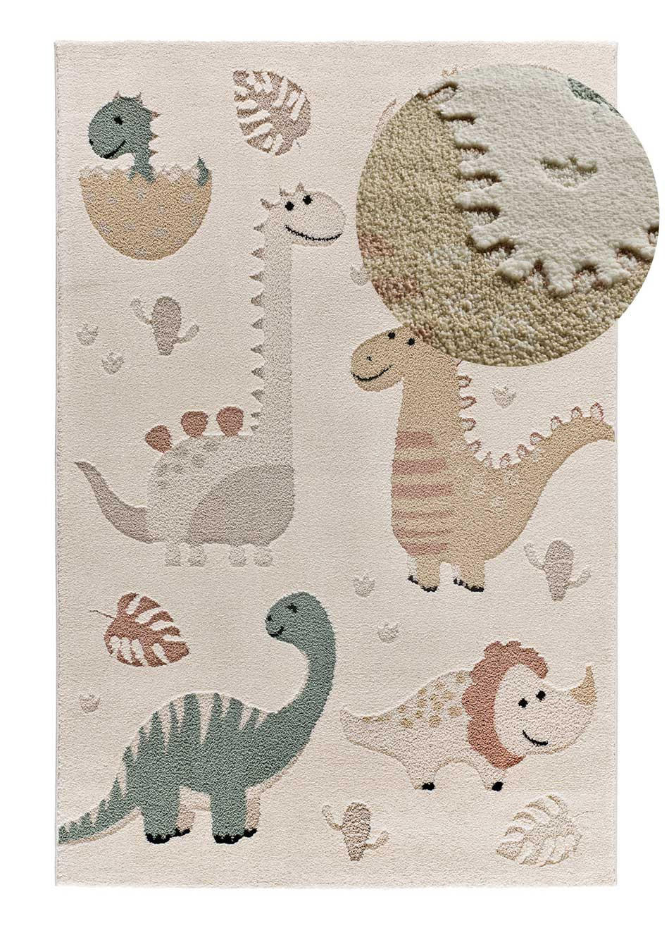 Atticgo Kinderteppich Weiß, Blau, Creme, Orange, Gelb 120x170 cm