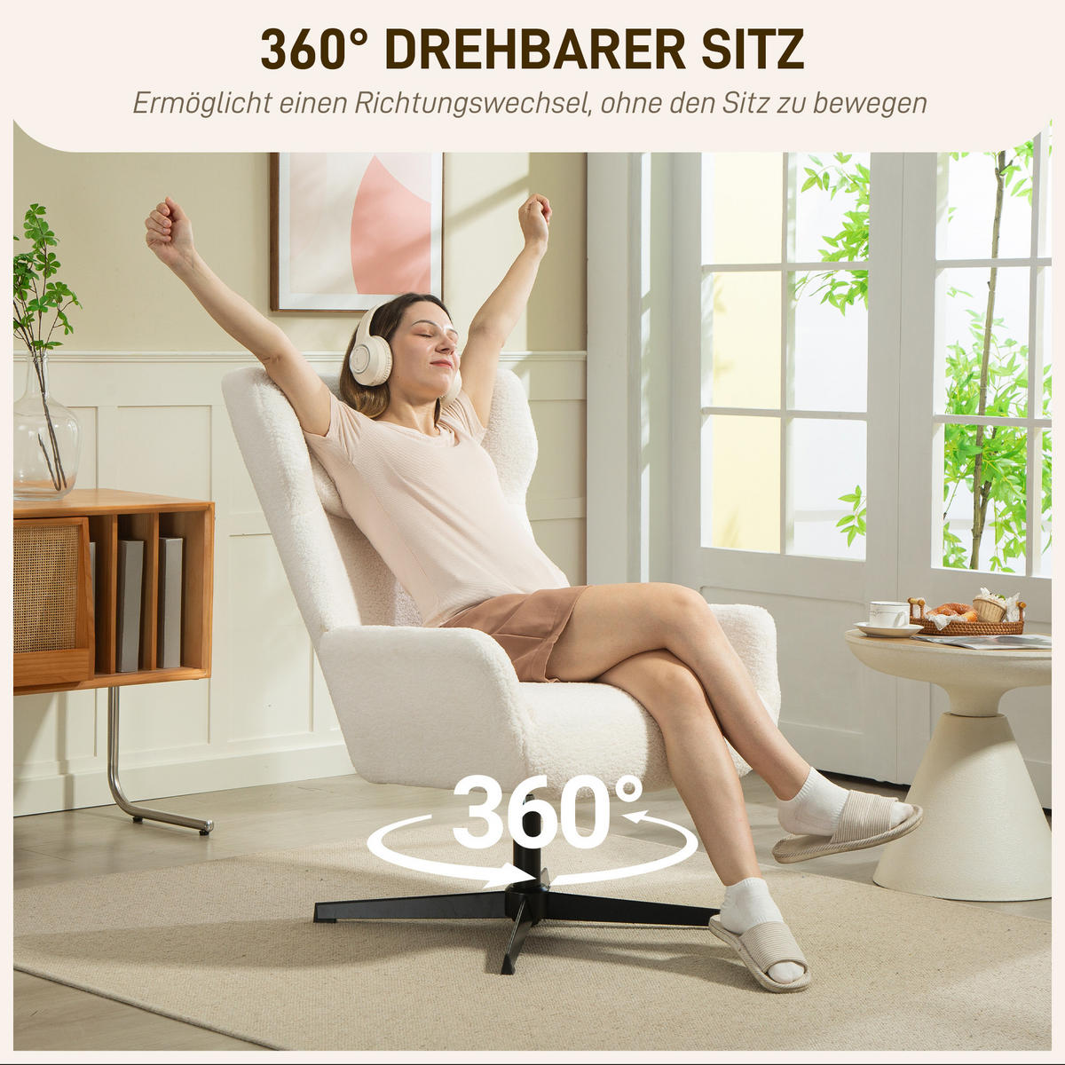 SESSEL Polyester Metall Cremeweiß - Weiß, Metall (74/102/86.5cm) - HOMCOM