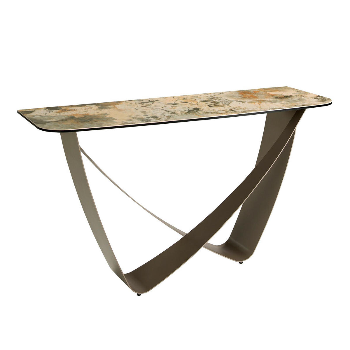 KONSOLENTISCH Rechteckiger Konsolentisch aus Porzellanmarmor und taupefarbenem Metallstahl 150/50/80 cm - Beige, Keramik (50/150/80cm) - ANGEL CERDA