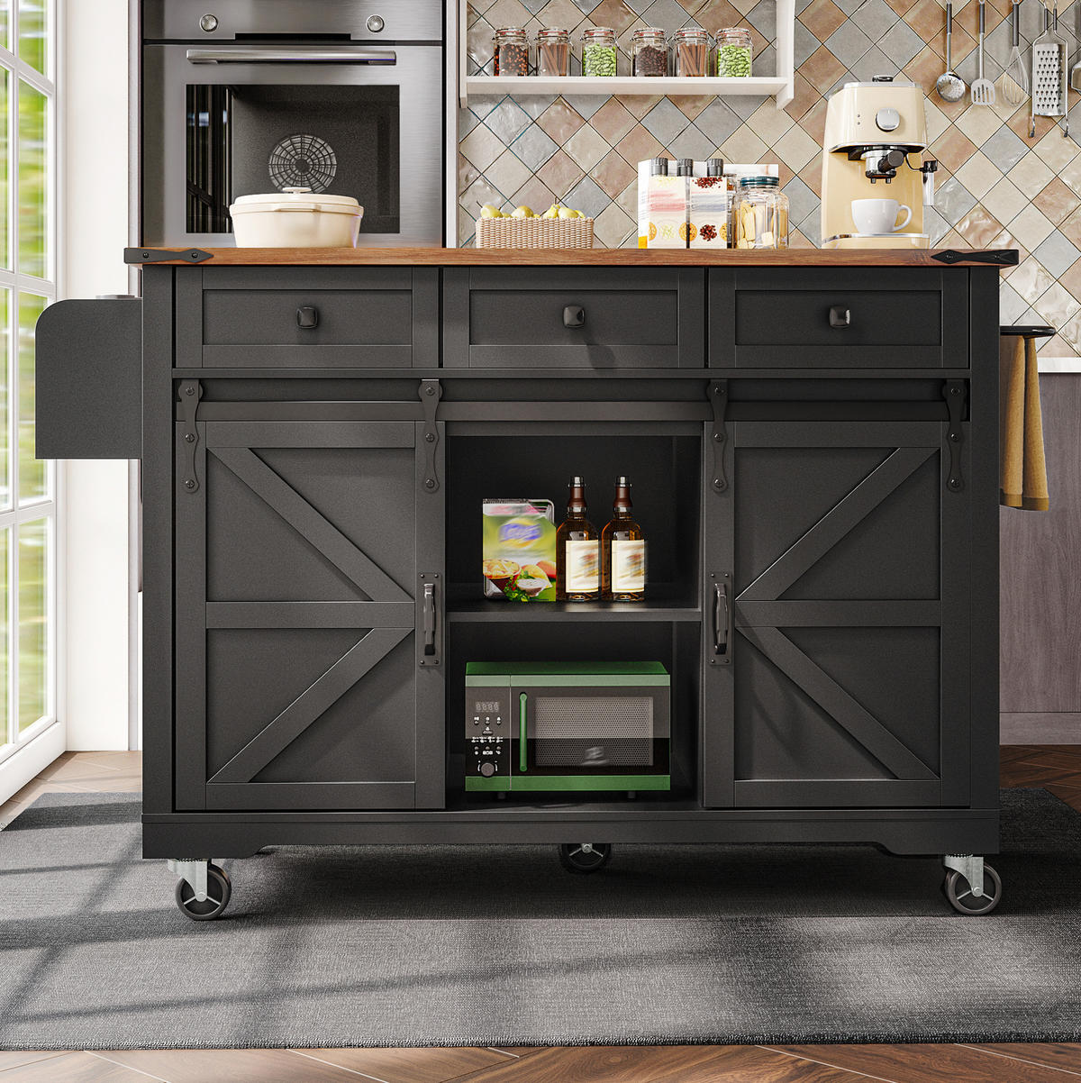 KÜCHENINSEL mit Arbeitsplatte 140 cm Schwarz MDF - Schwarz, Holz (45/94/140cm) - Beauniv