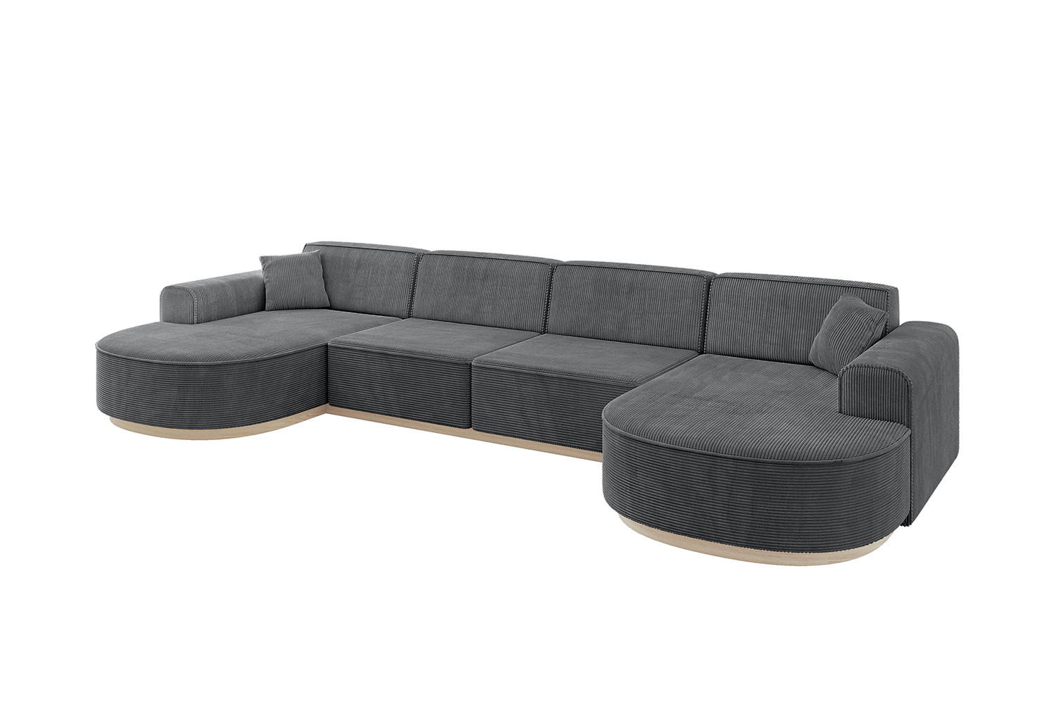 WOHNLANDSCHAFT MARI-U2-v1 - 388x171x83 cm Dunkelgrau Cord - Dunkelgrau, Holzwerkstoff/Textil (388/83/171cm) - ALTDECOR