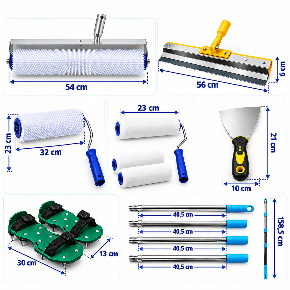 BODENBESCHICHTUNGS-SET Weiß Blau Grün 6-tlg. - Multicolor, Kunststoff/Metall - Relaxdays