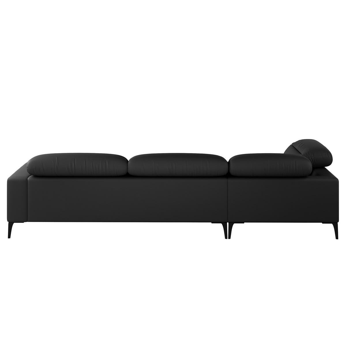 ECKSOFA mit Ottomane - Schwarz, Leder/Metall (325/238cm) - home24