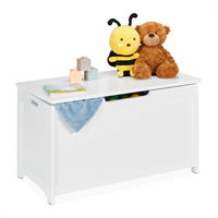 TRUHLA Bílá úložná s víkem MDF - bílá, kompozitní dřevo (80/40cm) - Relaxdays