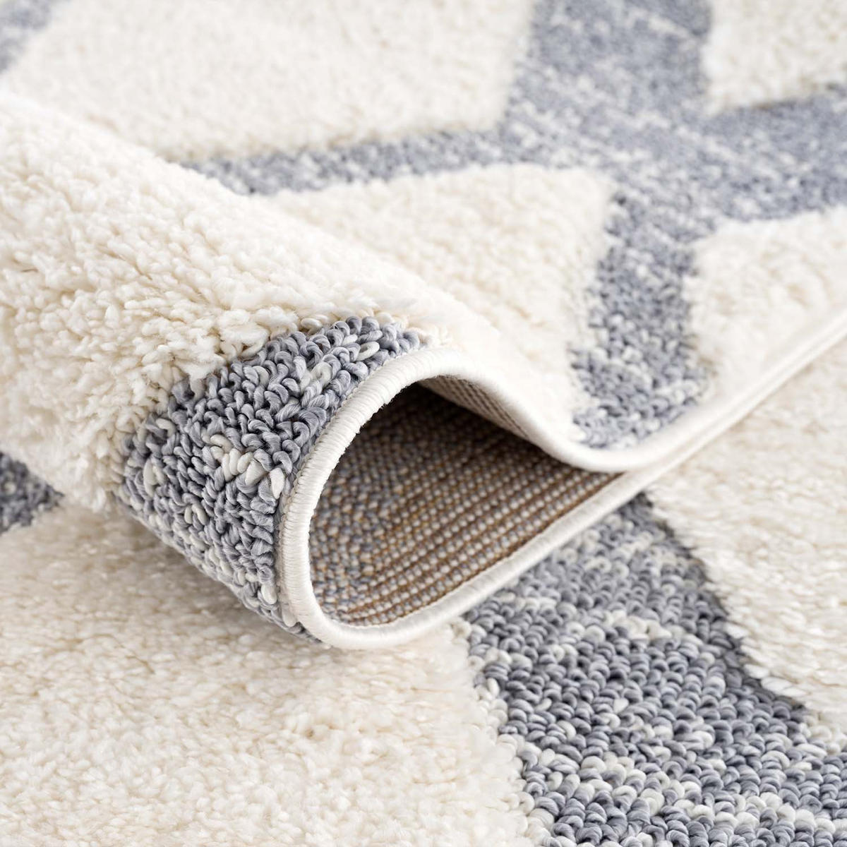 HOCHFLOR-TEPPICH Focus 4497 Grau 200 cm Rund - Creme/Grau, Textil (200/200cm) - carpet city