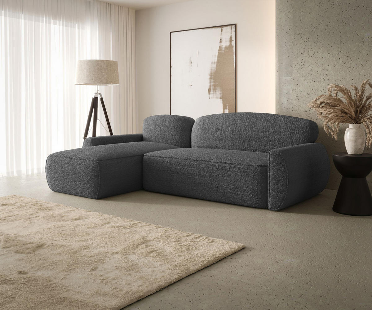 ECKSOFA mit Schlaffunktion LUCAS Quelle 92 Links - Dunkelgrau, Textil (240/145cm) - Bedante