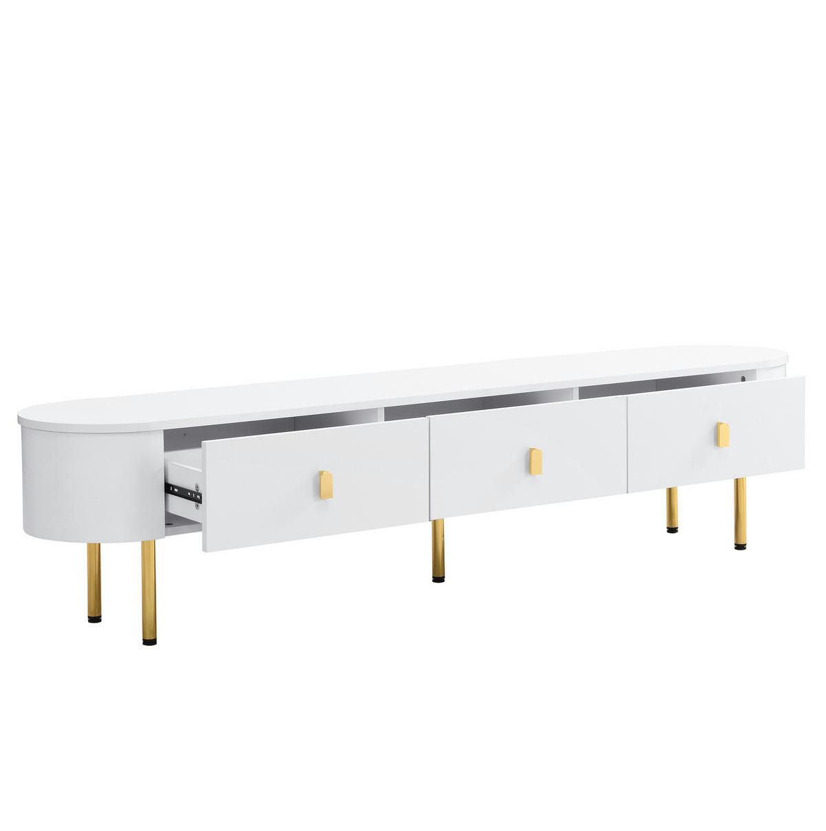 LOWBOARD-SET in Weiß: TV-Schrank 174/35/41 cm & Couchtisch 108/50/40 cm mit Schubladen - Weiß, Holzwerkstoff (174/41/35cm) - Flora Grace