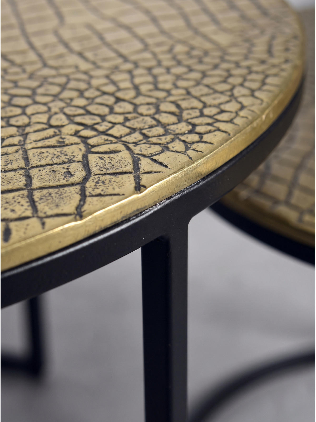 COUCHTISCHE 2er-Set VIENNE, Aluminium, handgefertigt, Gold, Ø 60 x 45 cm - Goldfarben/Schwarz, Metall (60/60/45cm) - KADIMA DESIGN
