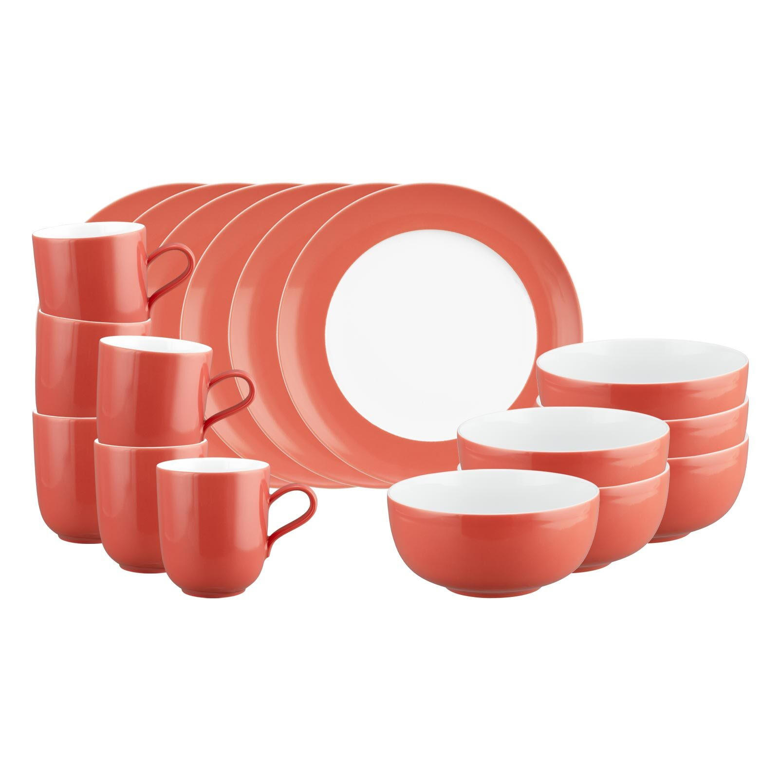 FRÜHSTÜCKS-SET Liberty Pure Colors Flamingo Red 18er Set - Rot, Keramik (1/1/1cm) - Seltmann Weiden
