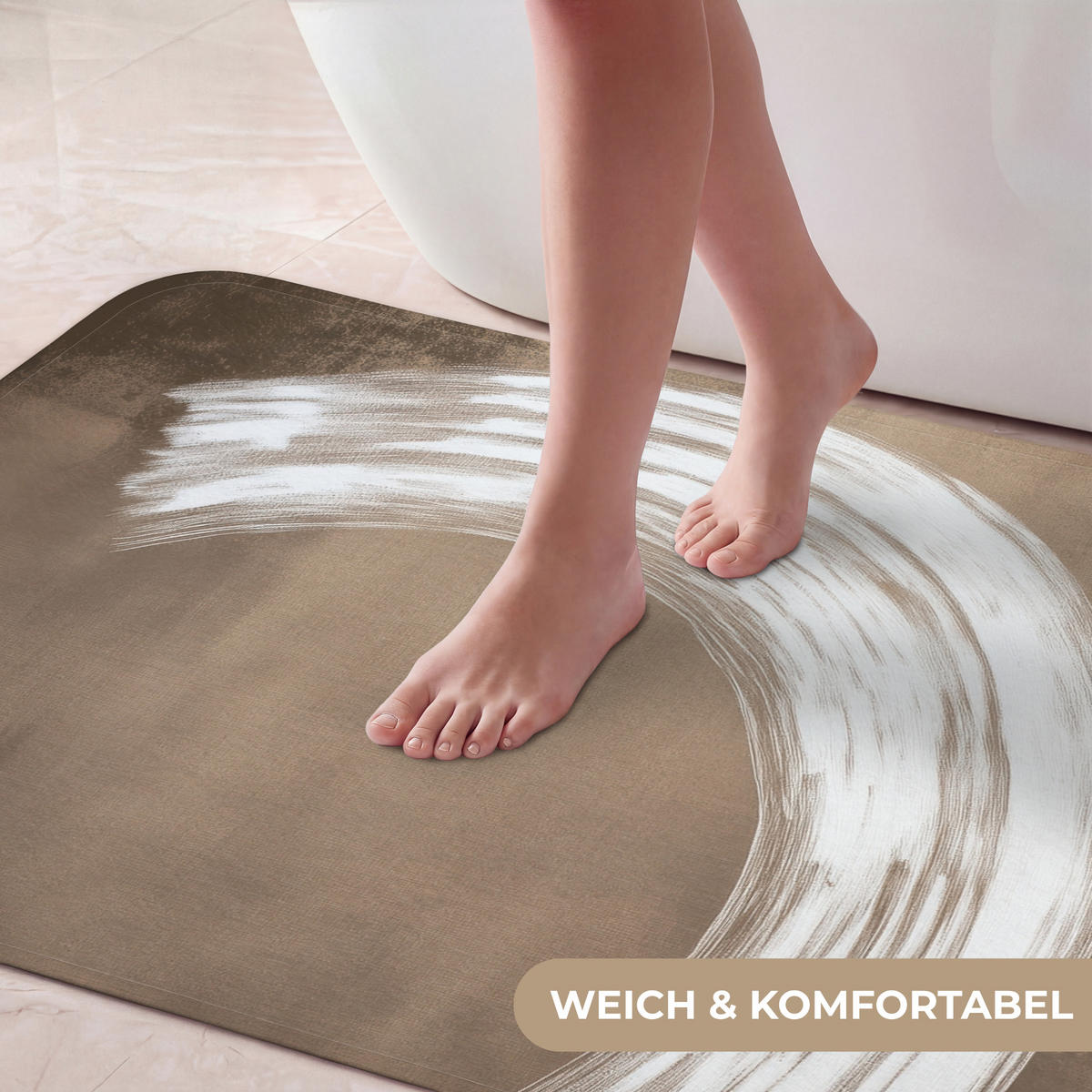 KOUPELNOVÁ PŘEDLOŽKA Barva - hnědá - Japandi 120x60 cm - barva mokka, textil/plast (120/60cm) - OnlyWow