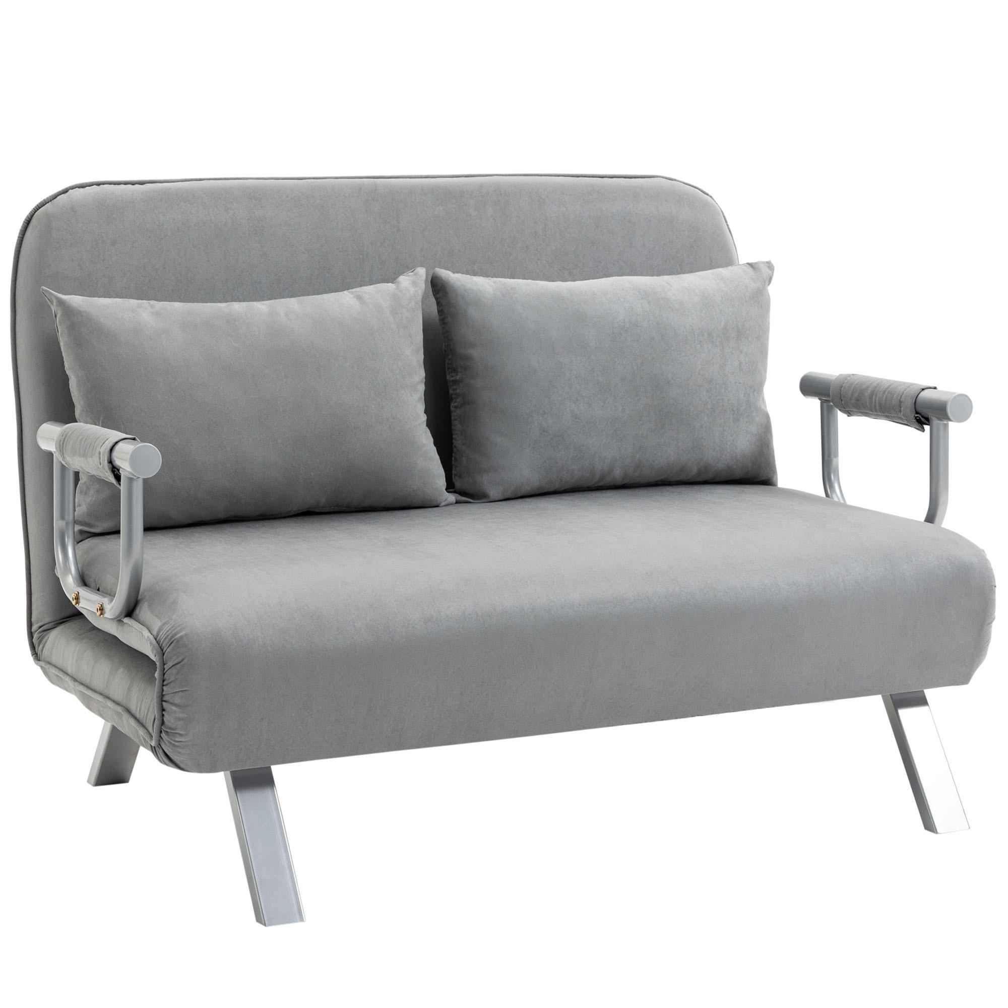SCHLAFSOFA, Faux Suede, Stahl, Hellgrau - Hellgrau, Kunststoff (80/78/111cm) - HOMCOM