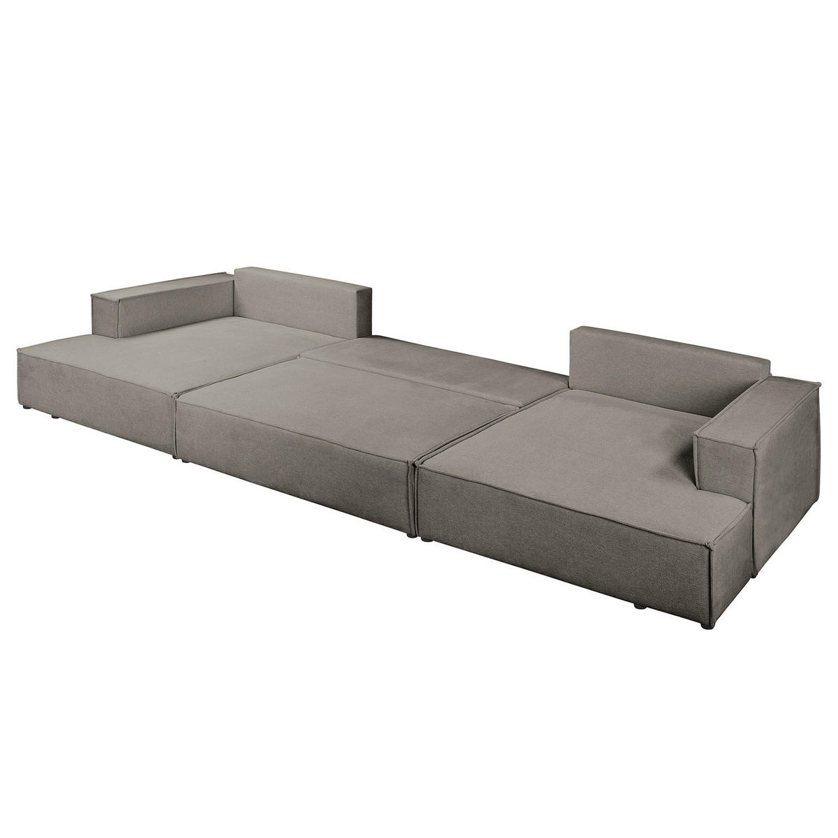 WOHNLANDSCHAFT mit Schlaffunktion - Schwarz/Grau, Kunststoff/Textil (398/70/148cm) - home24