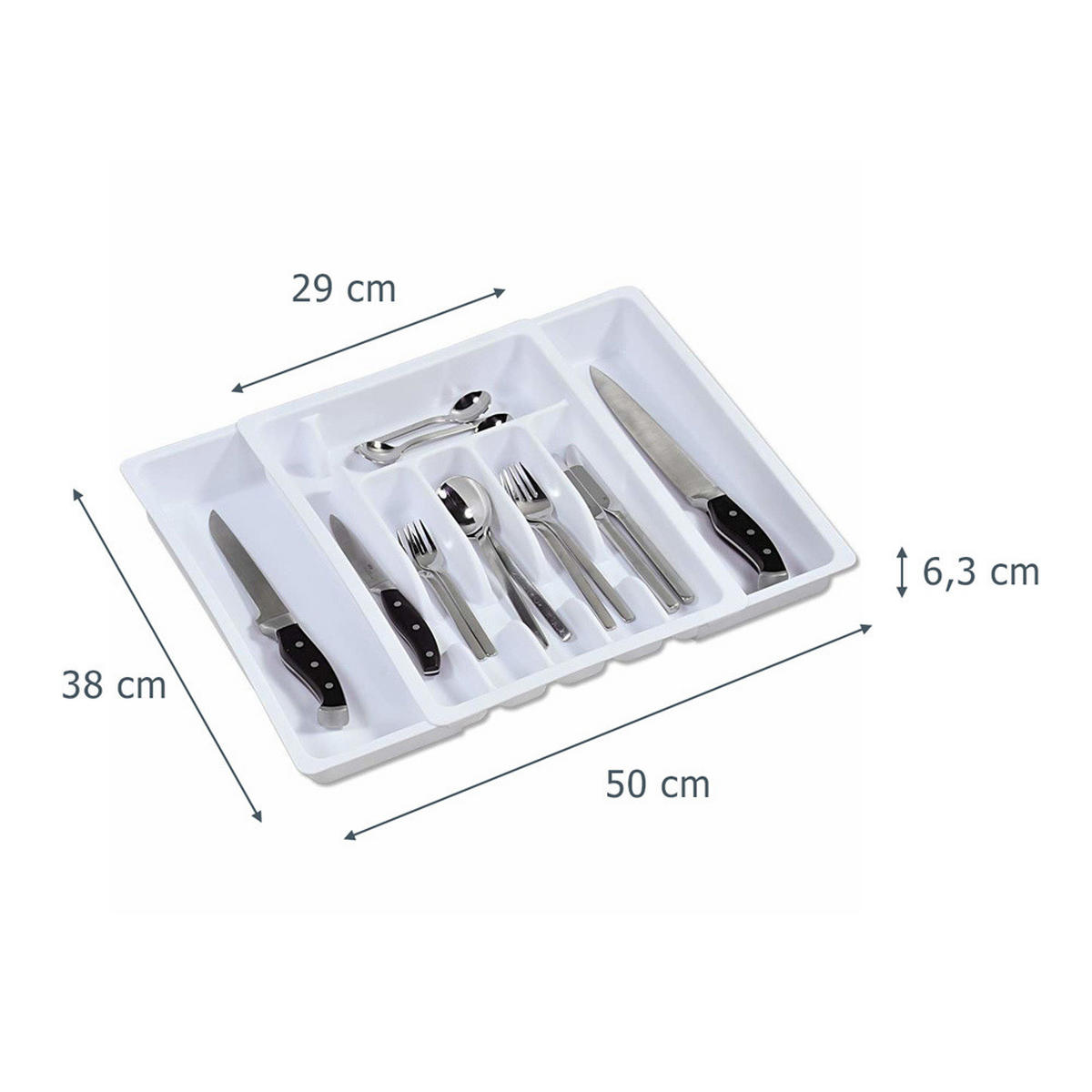 BESTECKKASTEN Kunststoff - Weiß, Kunststoff (50/6.3/38cm) - Kesper