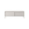 TV LOWBOARD SENSO Geriffelte MDF-Fronten, Push-to-Open, Metallbeine, 153x53,4x39,5 cm, Beige - Beige/Creme, Holz/Holzwerkstoff (154/54/40cm) - DomoHome