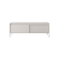 TV LOWBOARD SENSO Geriffelte MDF-Fronten, Push-to-Open, Metallbeine, 153x53,4x39,5 cm, Beige - Beige/Creme, Holz/Holzwerkstoff (154/54/40cm) - DomoHome