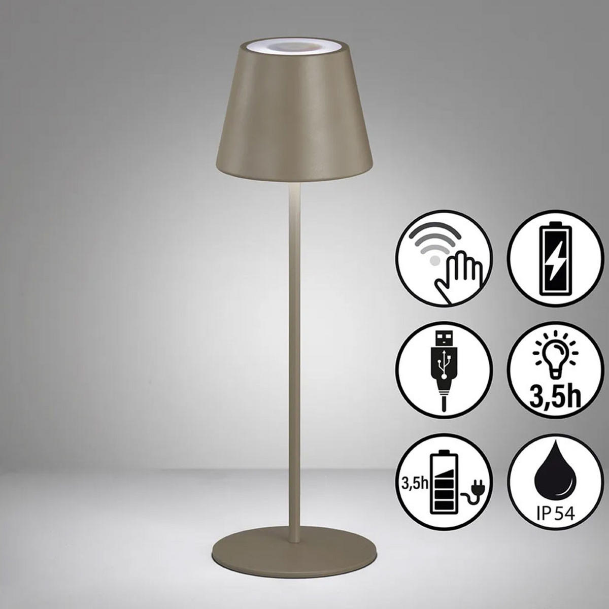 LED TISCHLEUCHTE Cosenza Grau-Braun - Braun, Metall (12/12/38cm)