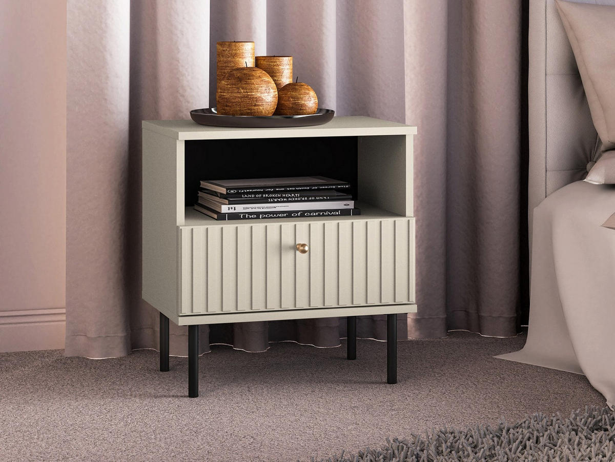 NACHTTISCH Caletto Beige 50 cm - Beige/Goldfarben, Holzwerkstoff/Metall (50/53/34cm) - Selsey