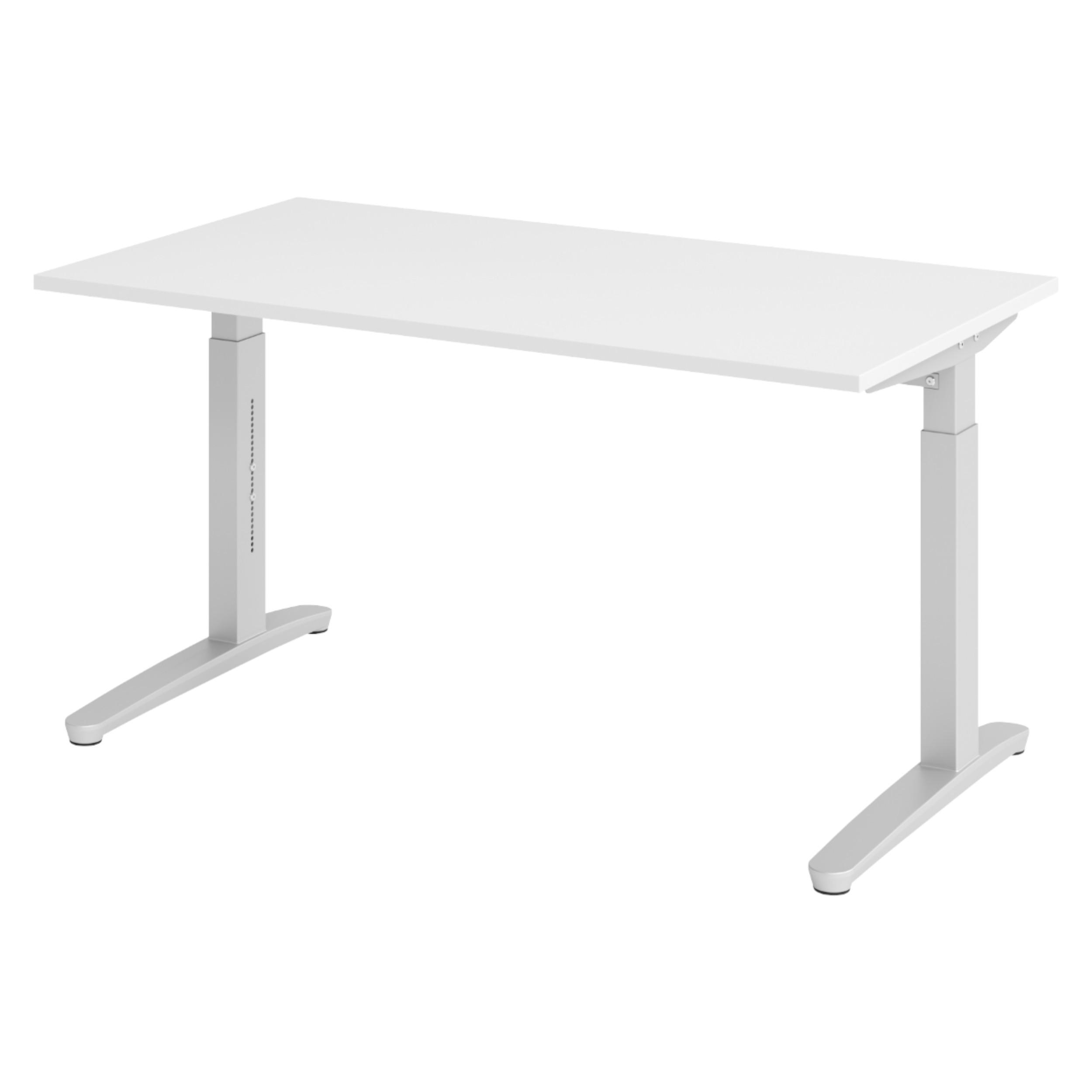 SCHREIBTISCH Serie-XB 80/140/74 cm in Weiß/Silberfarben - Silberfarben/Weiß, Holzwerkstoff (80/140/74cm) - bümö