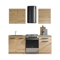 KÜCHENZEILE 140 cm - Nexa K13-G140 - in Woodline / Matt - Schwarz/Eiche Artisan, Holz/Metall (140/212/58cm) - ROYAL24_MARKT
