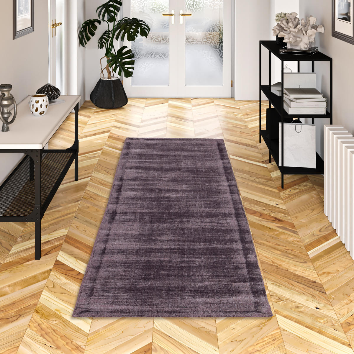 LUXUS DESIGNER TEPPICH LÄUFER ROMA - Lila, Textil (70/140cm) - Pergamon