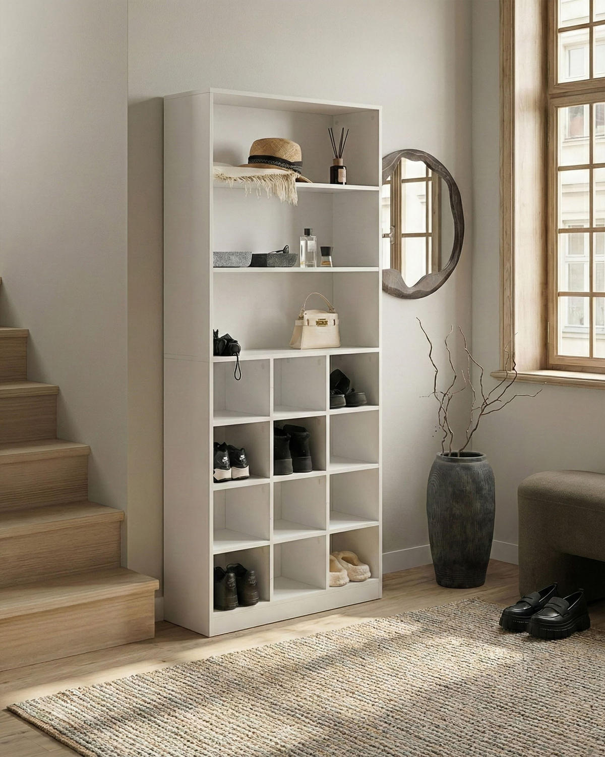 DULAP DE PANTOFI alb Lajamanu - alb, compozit lemnos (80/180/30cm) - Beliani