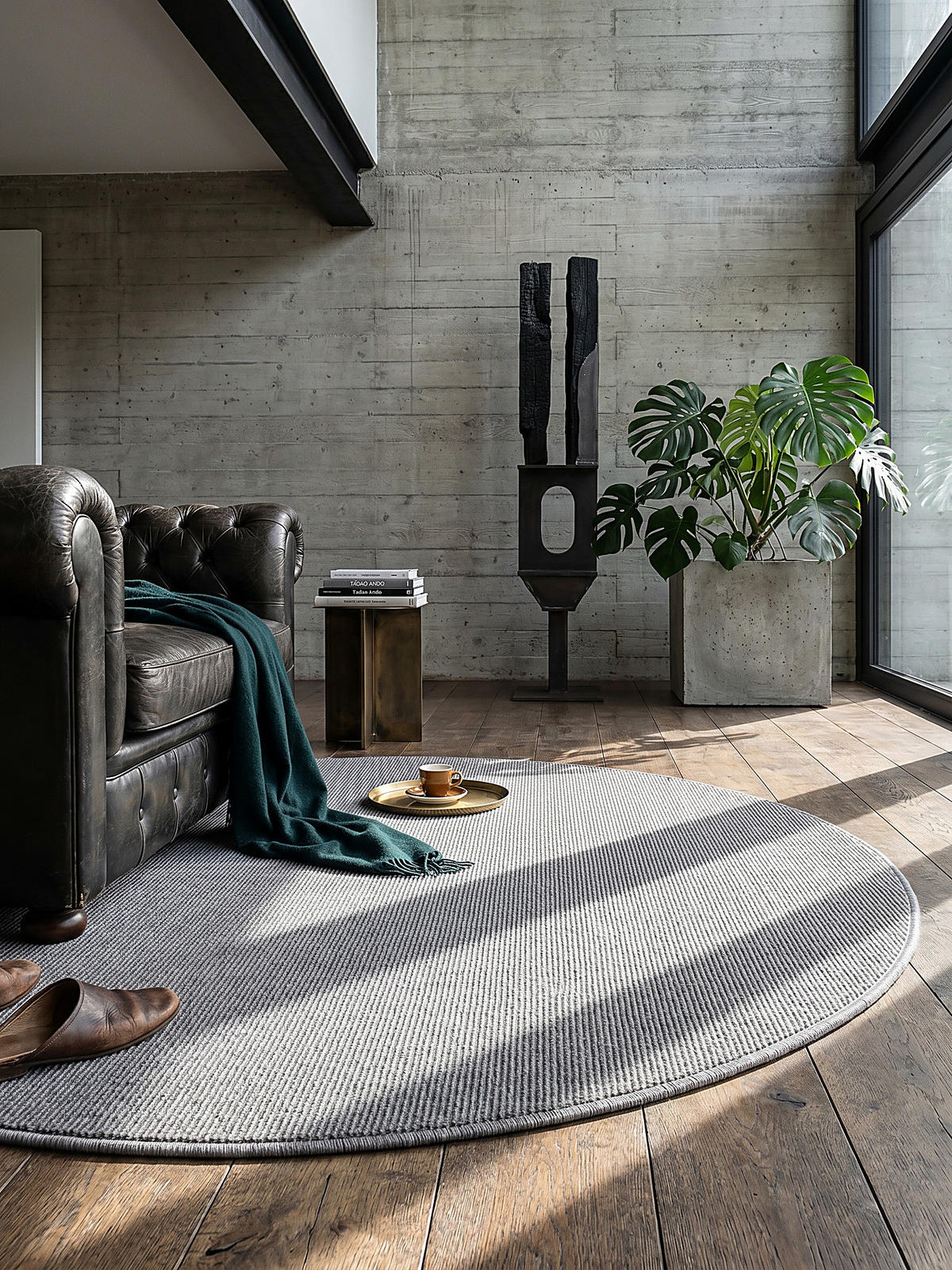 TEPPICH Niederflor Uni COLFOSCO Polypropylen Beige 133 x 133 cm - Grau, Textil (133/133cm) - KADIMA DESIGN
