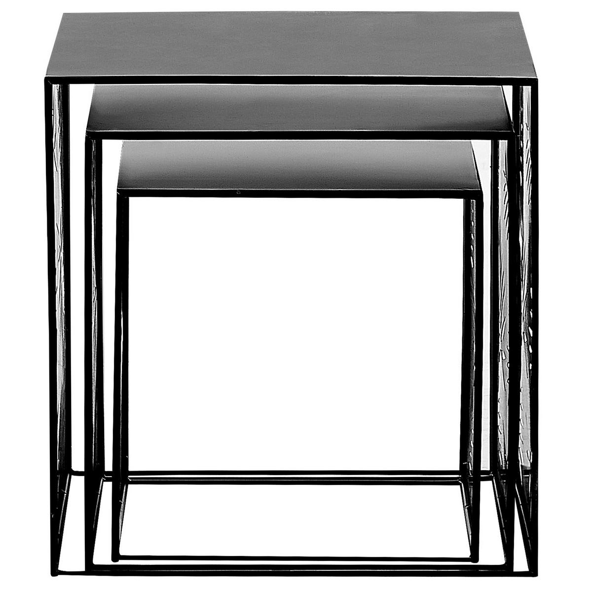 COUCHTISCH 3er Set Rechteckig Schwarz Waldo - Schwarz, Metall (42/41cm) - Beliani