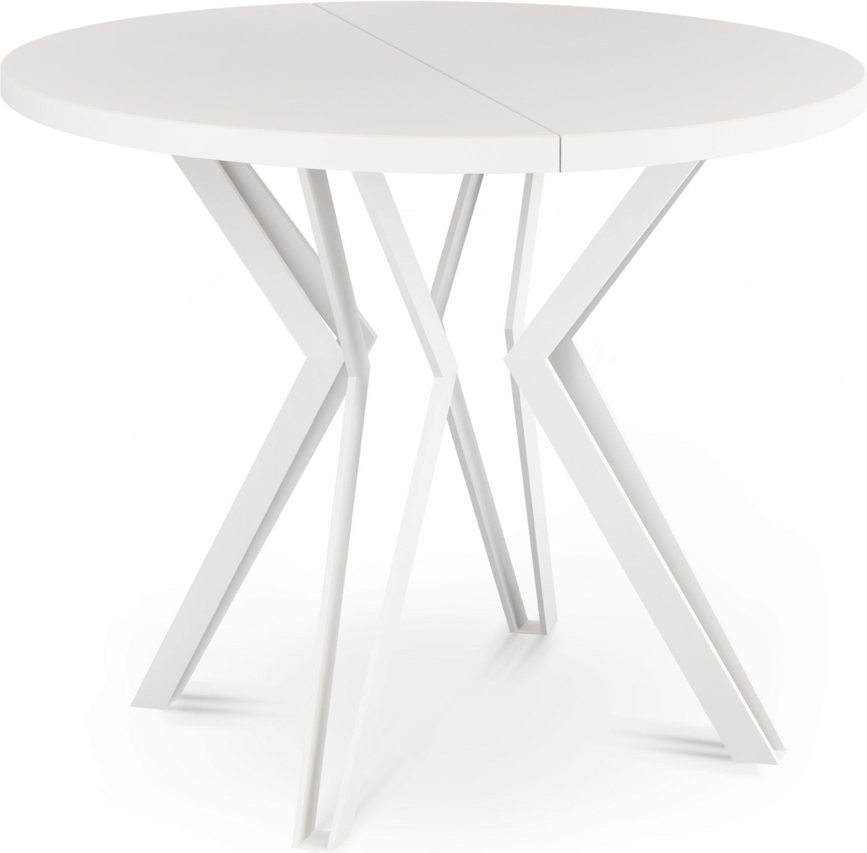ESSTISCH Austin runder ausziehbarer, Weiß 100-180/100/76 cm - Weiß, Holzwerkstoff/Metall (100/100/76cm) - WFL GROUP