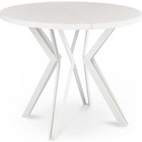 ESSTISCH Austin runder ausziehbarer, Weiß 100-180/100/76 cm - Weiß, Holzwerkstoff/Metall (100/100/76cm) - WFL GROUP