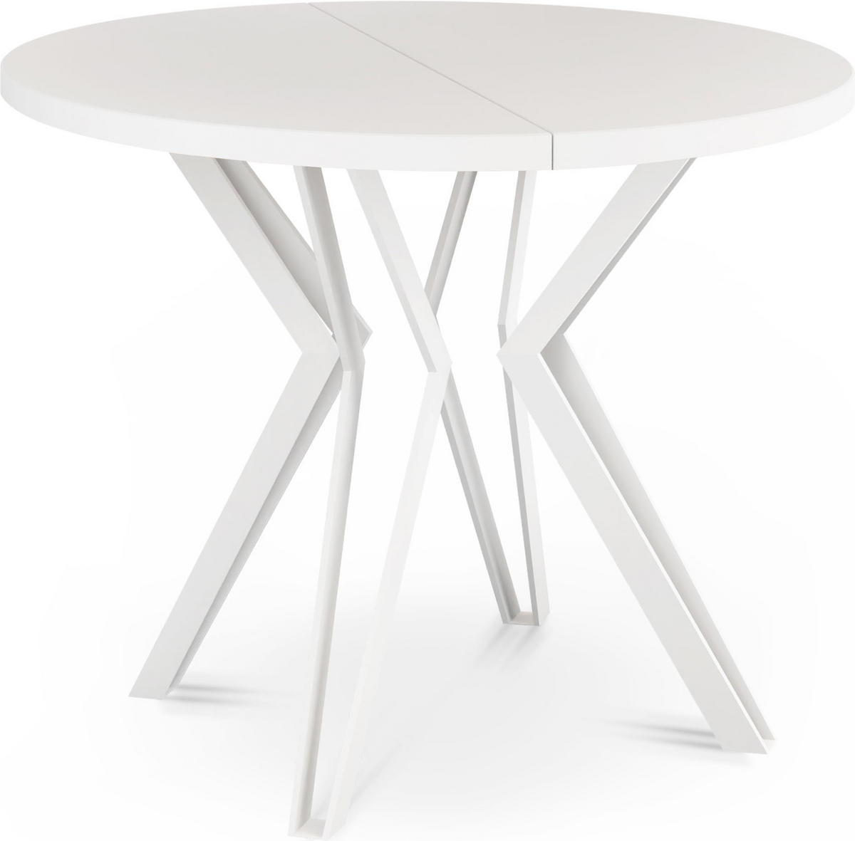 ESSTISCH Austin runder ausziehbarer, Weiß 100-180/100/76 cm - Weiß, Holzwerkstoff/Metall (100/100/76cm) - WFL GROUP
