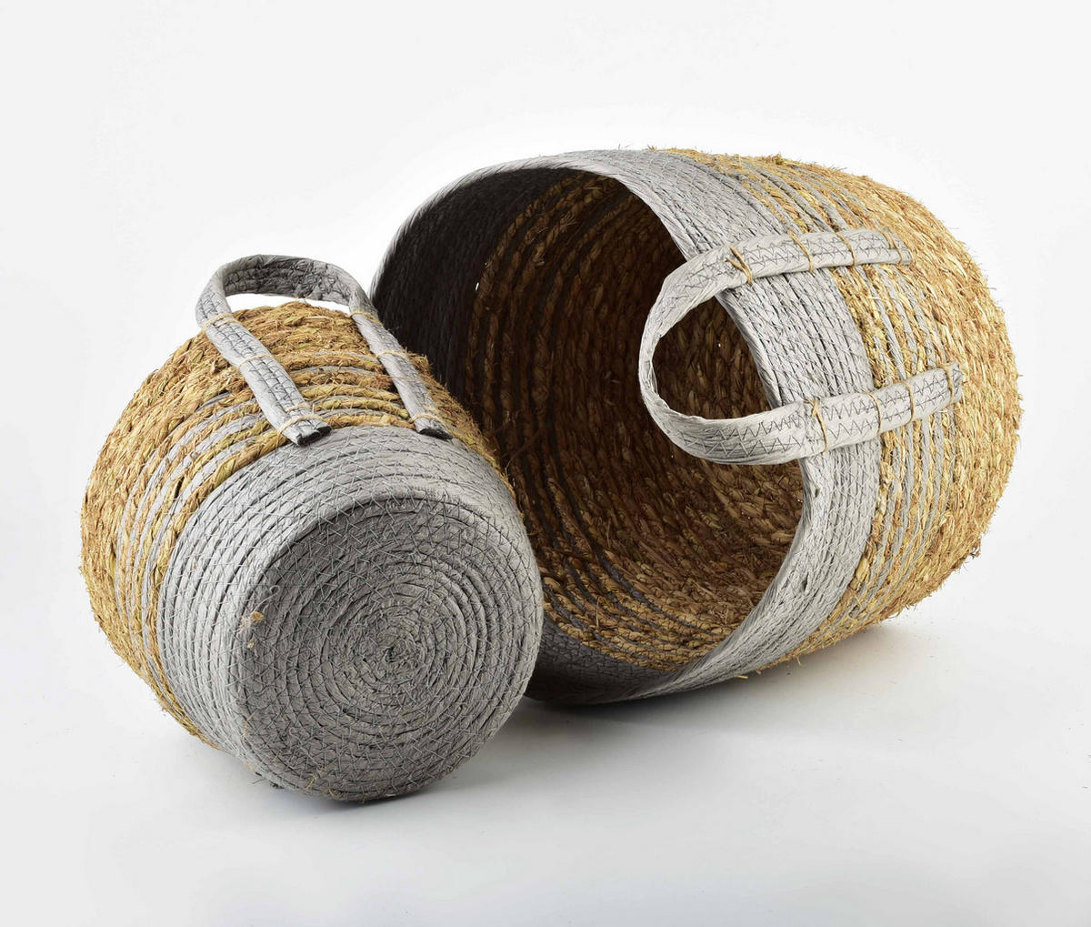 KORB Bali grau 33/33/26 cm Seegras - Grau, Naturmaterialien (33/26/33cm) - Mondex