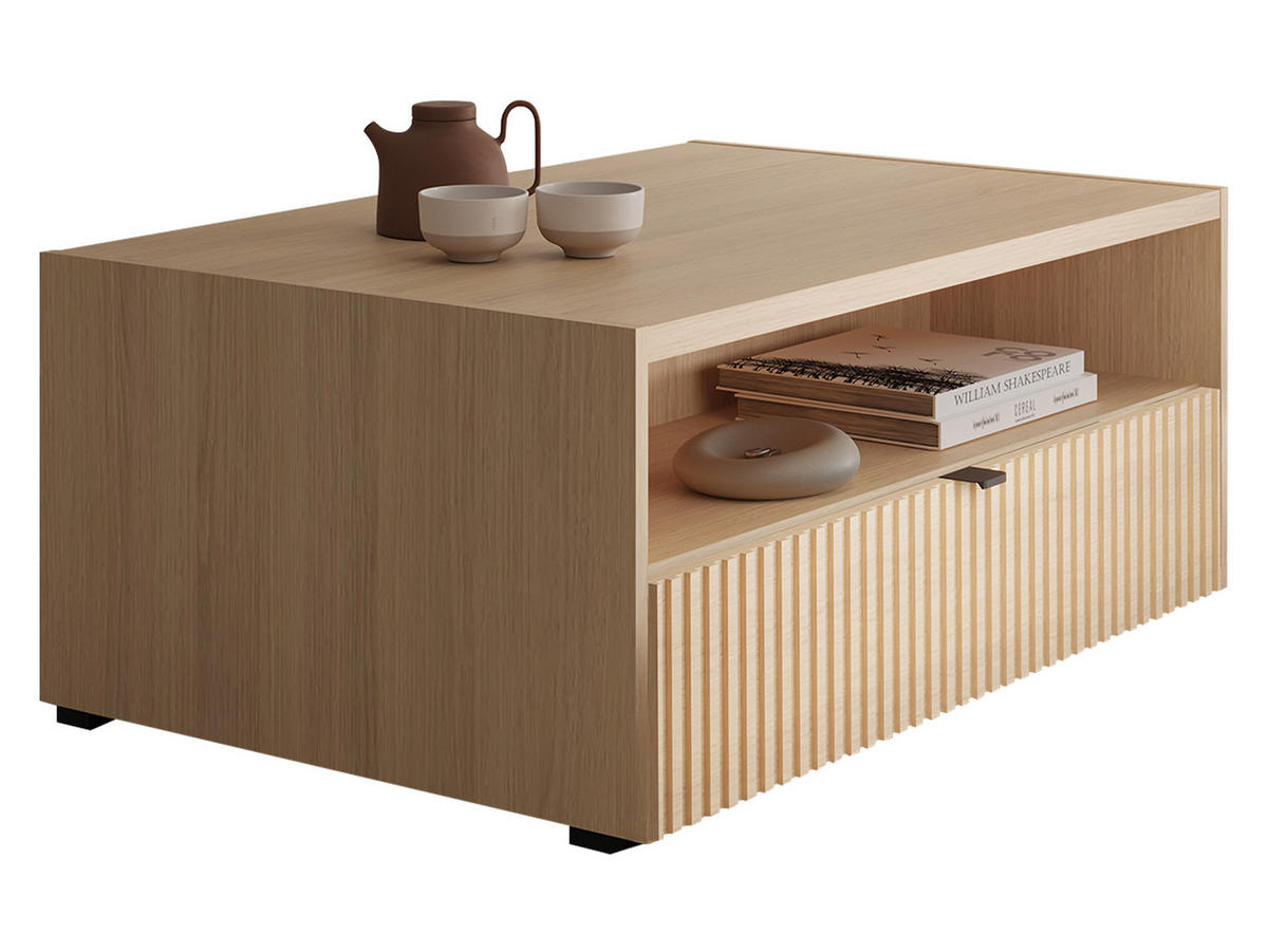 COUCHTISCH Cyliza 1SZ - Eichefarben/Graphitfarben, Holzwerkstoff/Kunststoff (65/100/42cm) - MIRJAN24