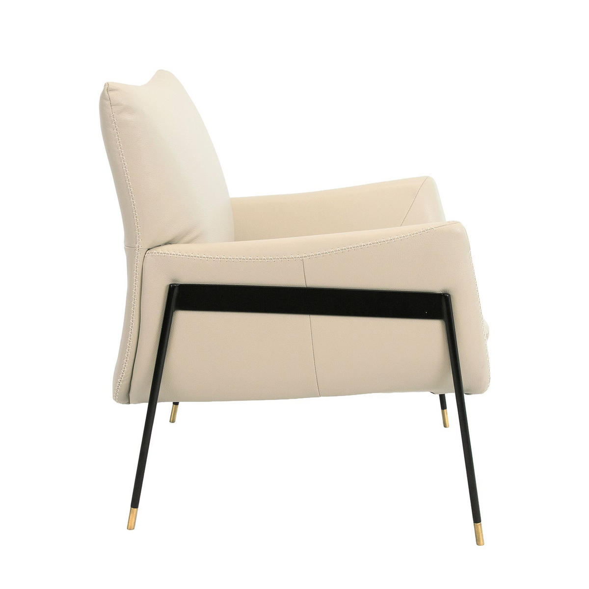 SESSEL Perlgrauer Leder 87/67/75 cm - Greige/Perlmutt, Leder/Metall (87/75/67cm) - ANGEL CERDA