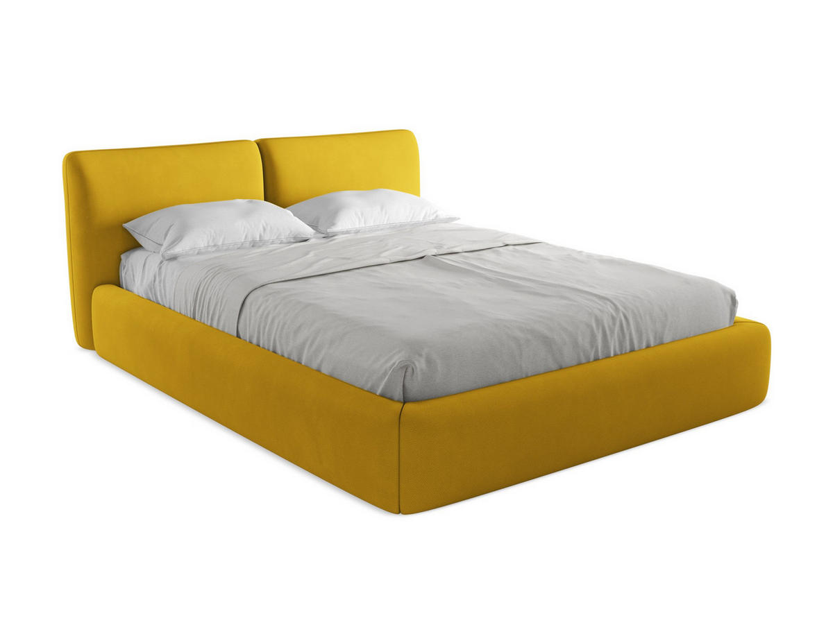 POLSTERBETT mit Bettkasten und Lattenrost 180x228 Gelb - Currygelb/Gelb, Kunststoff/Textil (160/200cm) - Makamii