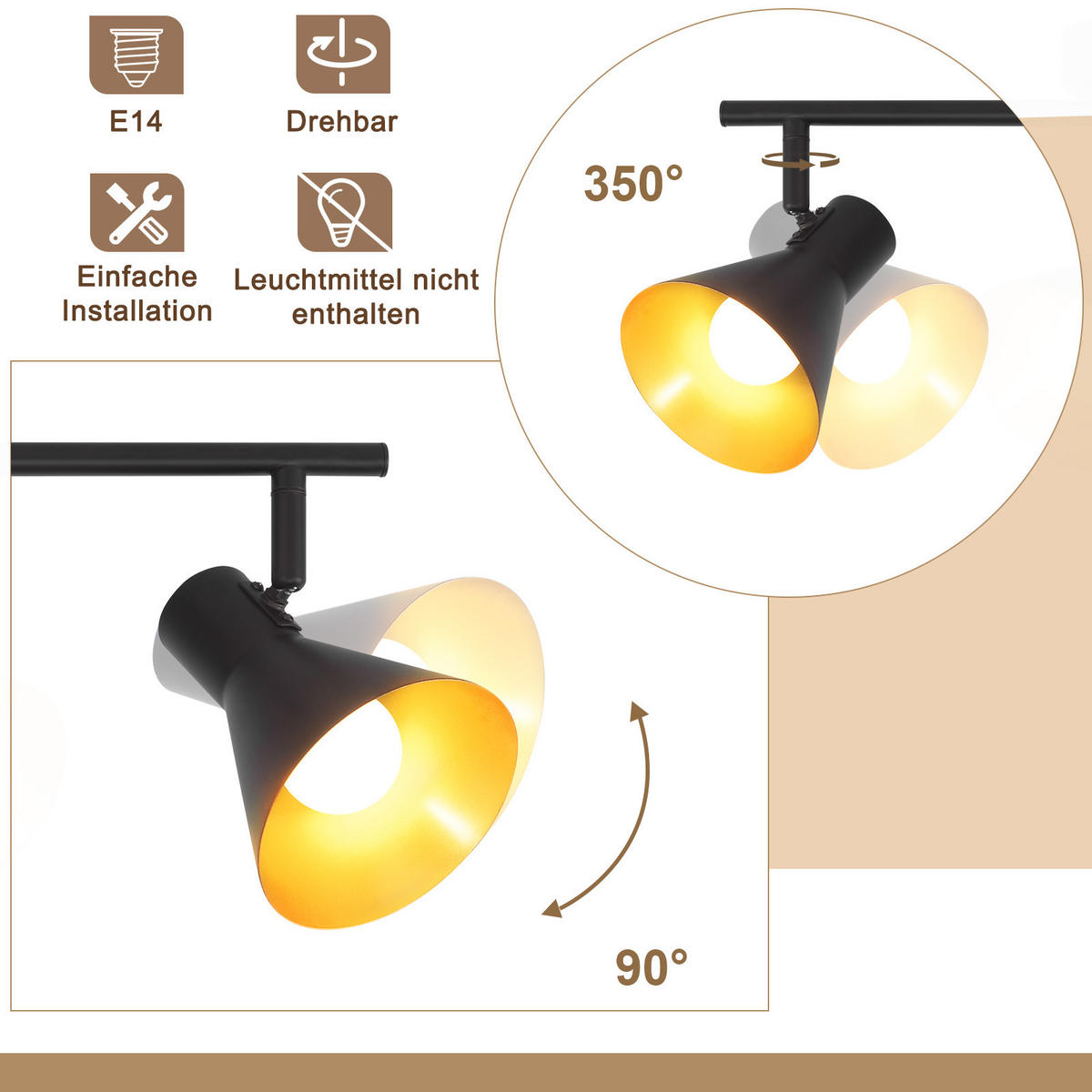 STRAHLER Welle 49/11/21 cm - Schwarz, Metall (49/11/21cm) - Nettlife