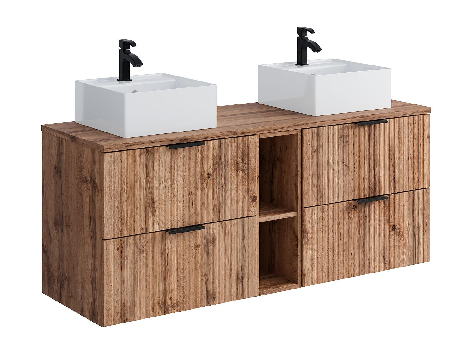 DOPPELWASCHTISCH - 140cm x 46cm - MDF - naturfarben hell - ZEVARA - Naturfarben, Holz (140/57/46cm) - Vente-Unique