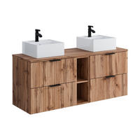 DOPPELWASCHTISCH - 140cm x 46cm - MDF - naturfarben hell - ZEVARA - Naturfarben, Holz (140/57/46cm) - Vente-Unique