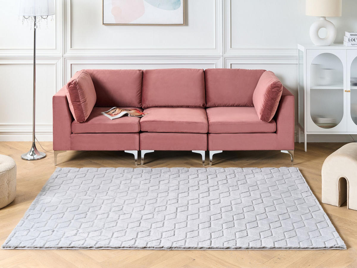 SHAGGY-KUNSTFELLTEPPICH Thatta 230/160 cm - Grau, Kunststoff (160/230cm) - Beliani