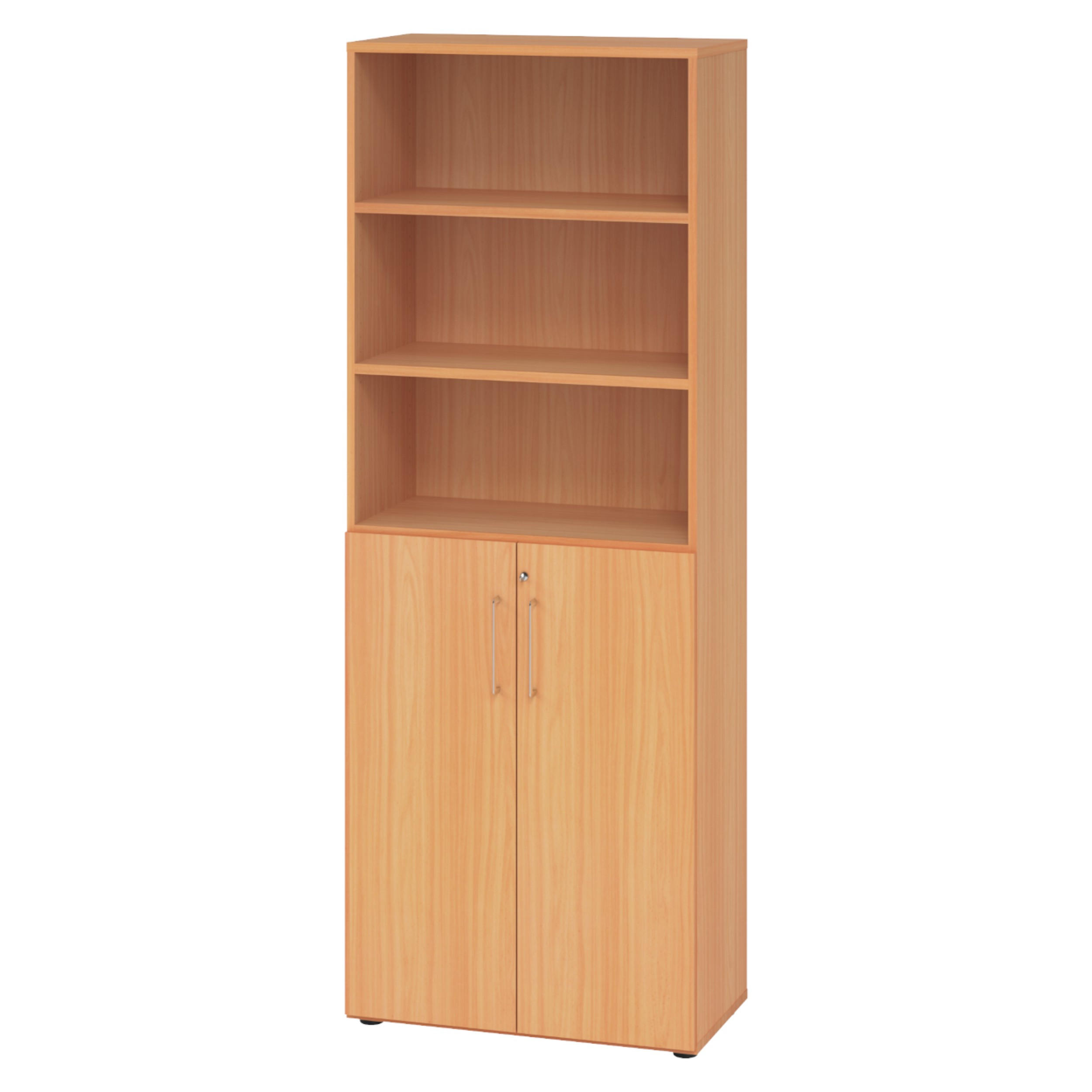 KOMBISCHRANK - 3 plus 3 Ordnerhöhen 42/80/215,6 cm in Buchefarben - Buchefarben, Holzwerkstoff (80/215.6/42cm) - bümö