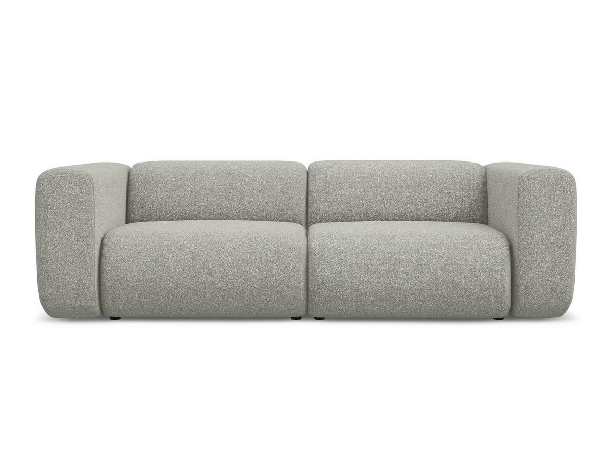 3-SITZER SOFA Strukturstoff Stoff Grau - Hellgrau/Schwarz, Kunststoff/Textil (228/70/89cm) - Makamii