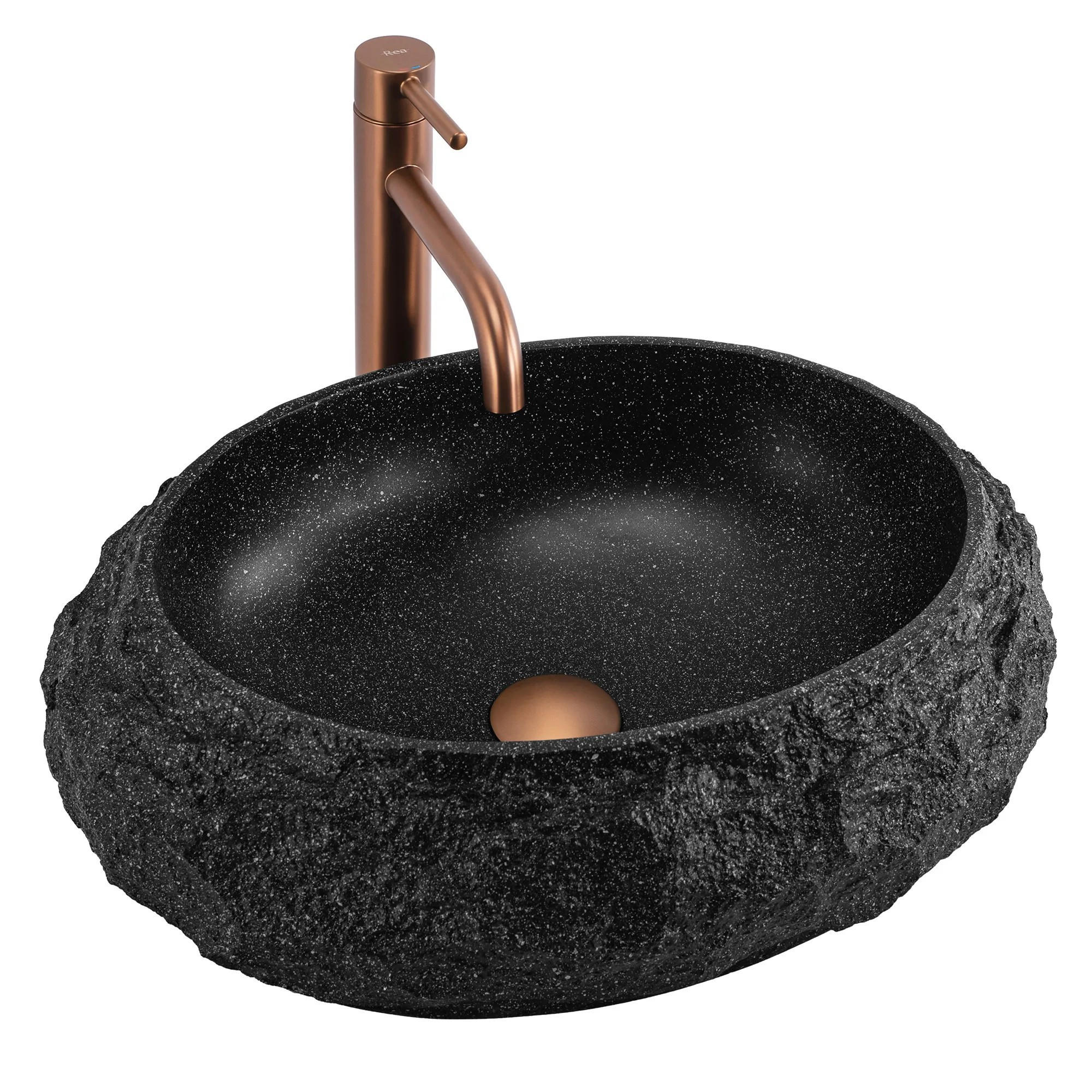 AUFSATZWASCHBECKEN Rea Mika Black - Schwarz, Kunststoff (38/11.5/48cm) - REA