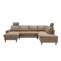 WOHNLANDSCHAFT mit Schlaffunktion und Bettkasten - Hellbraun/Schwarz, Kunststoff/Textil (200/88/305cm) - myHomelando