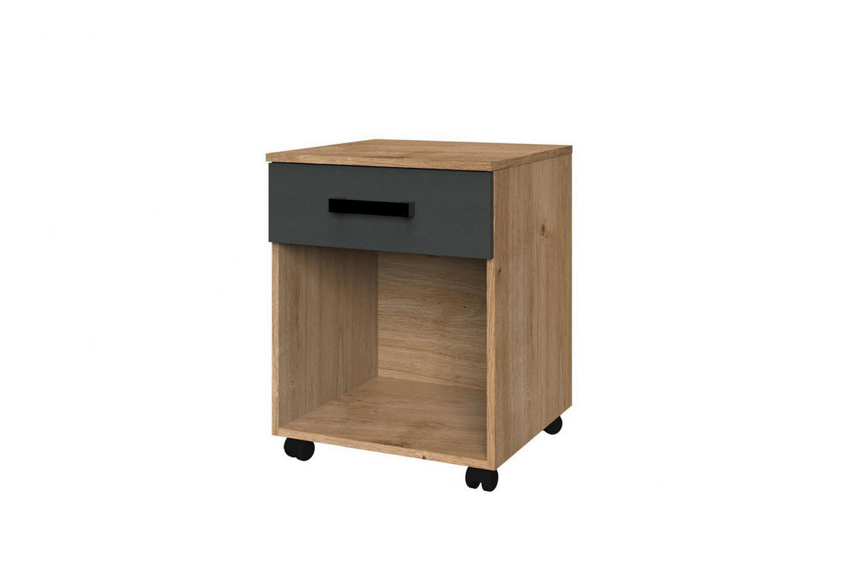 ROLLCONTAINER Liverpool in Plankeneiche und Graphit - Braun, Holzwerkstoff (80/200/120cm)