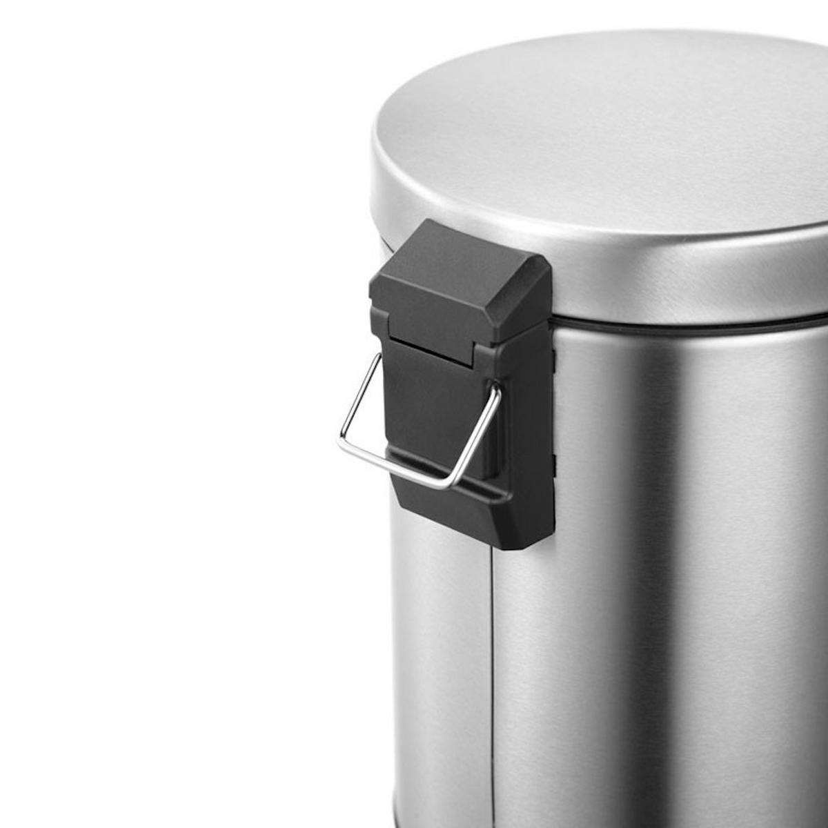 MÜLLEIMER Runder TretMit Herausnehmbaren Kunststoff Inneneimer 5 Liter 28,4 x 24,5 x 20 cm Matt Silber - Silberfarben, Metall (20/28.4/24.5cm) - PROREGAL